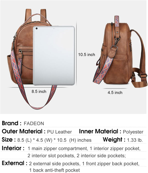 Mini Backpack Purse for Women, Designer Leather Cute Roomly Small Backpacks, Ladies Shoulder Backpack Fashion Handbag