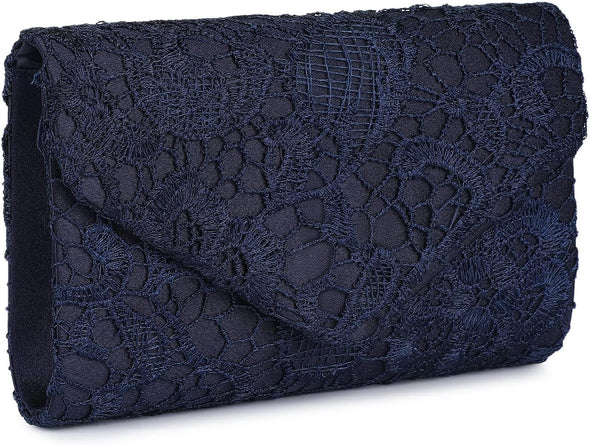 Evening Bag Lace Clutch Purse for Women Formal Elegant Envelope Wedding Party Cocktail Crossbody Shoulder Bag