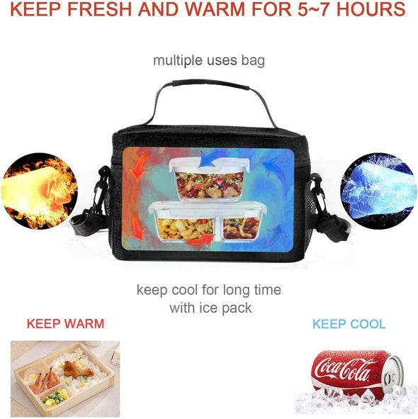 Lunch Bag for Men/Women, Insulated Reusable Lunch Box Leakproof Cooler Tote Bag Freezable with Adjustable Shoulder Strap for Office Work Picnic Beach(Black)