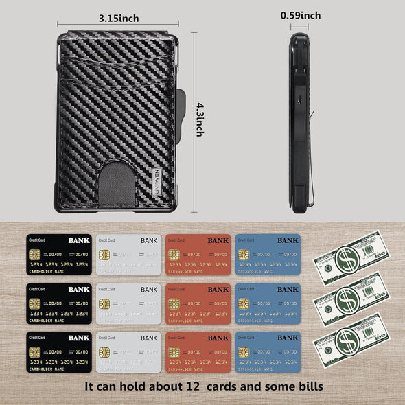 Wallet for Men - with Money Clip Slim Leather Slots Credit Card Holder RFID Blocking Bifold Minimalist Wallet (Money Clip Inside)