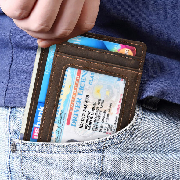 Slim Minimalist Wallet RFID Front Pocket Wallet Thin Credit Card Holder for Men Women