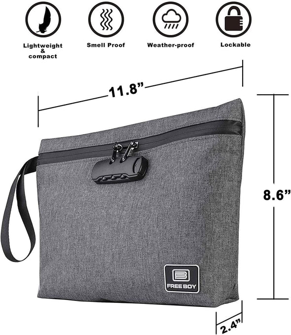 Smell Proof Bags 11.8"X8.6"Durable Odor Proof Stash Bag with Combination Lock,Smell Odor Case Container