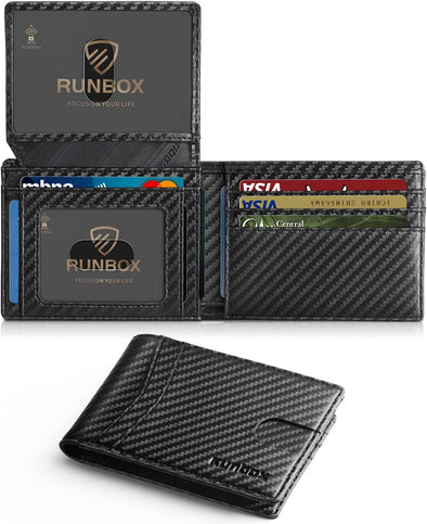 Wallet for Men Slim Rfid Leather 2 ID Window with Gift Box