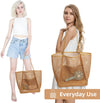 Beachnylon Mesh Tote Bag, Casual Tote Bag Hobo Women Foldable MAX 23L Shoulder Bag for Beach Picnic Vacation