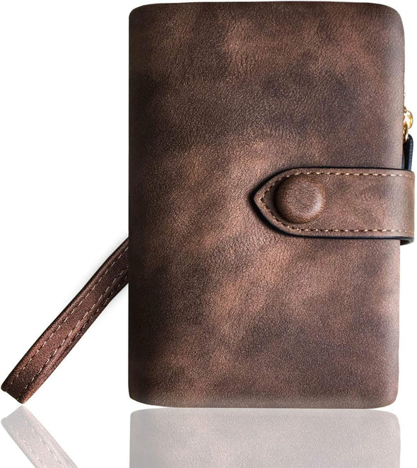 Women'S Small Bifold Leather Wallet Rfid Blocking Ladies Wristlet with Card Holder Id Window Coin Purse