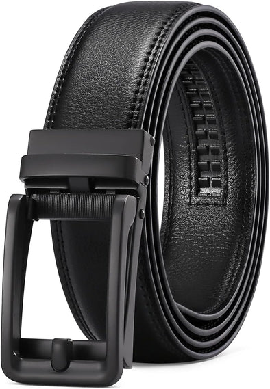 Men'S Leather Dress Casual Belt 1 3/8" Automatic Adjustable Click Buckle Belts with Gift Box