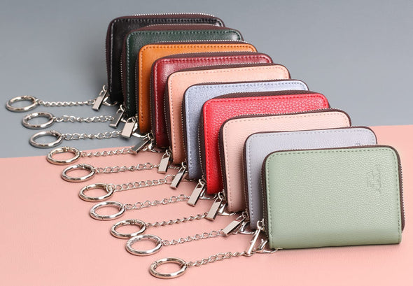 Credit Card Wallet, Zipper Card Cases Holder for Men Women, RFID Blocking, Keychain Wallet, Compact Size