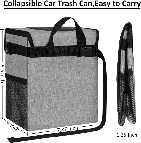 Car Trash Can Bin for Back Seat Leak Proof, Cute Trash Bag Hanging, for SUV Truck Van, Automotive Vehicle Garbage Cans Front Seat Grey