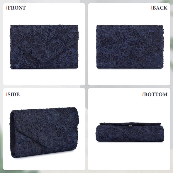 Evening Bag Lace Clutch Purse for Women Formal Elegant Envelope Wedding Party Cocktail Crossbody Shoulder Bag