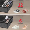 Sturdy under Bed Shoe Storage Organizer, Set of 2, Fit 12 to 24 Pairs, Underbed Shoes Closet Storage Solution with Clear Window, Breathable, L29.3"X W23.6"X H5.9", Linen-Like Black, MXAUBSB2P