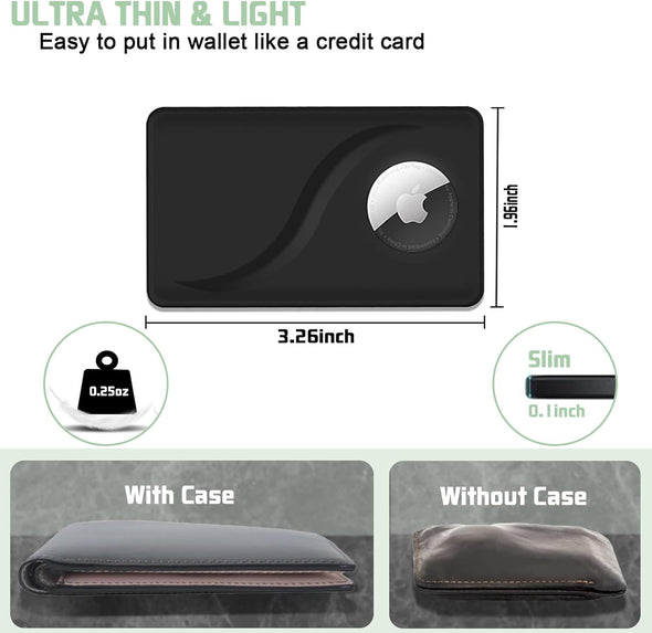 Ultra Slim Airtag Wallet Card,Offset Hole Airtag Holder,Airtag Card Case for Wallet,Handbag,Backpack,Pocket,(Black, Airtag Not Included)