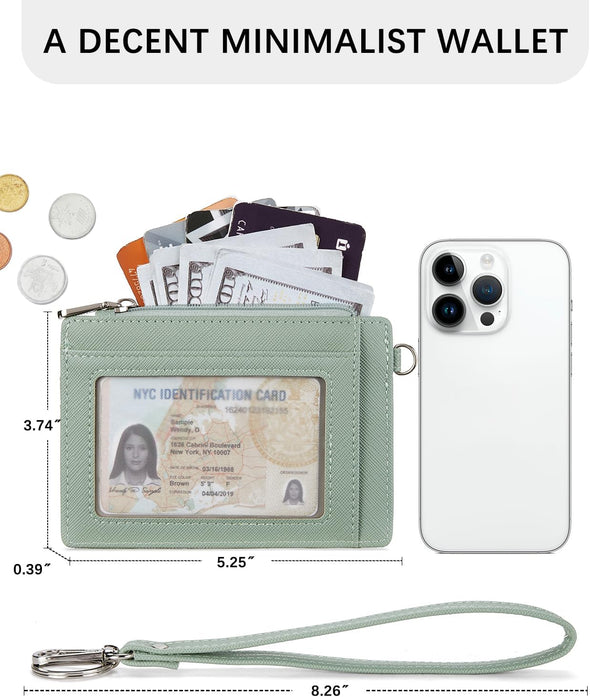 Small Wallet for Women RFID Leather Credit Card Holder Slim Wristlet Keychain Wallet with Zipper Pocket