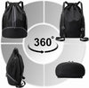 Sports Drawstring Backpack - String Swim Gym Bag with Shoes Compartment and Wet Proof Pocket for Women&Men