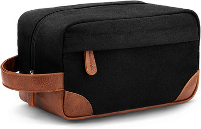 Toiletry Bag Hanging Dopp Kit for Men Water Resistant Canvas Shaving Bag with Large Capacity for Travel- Black