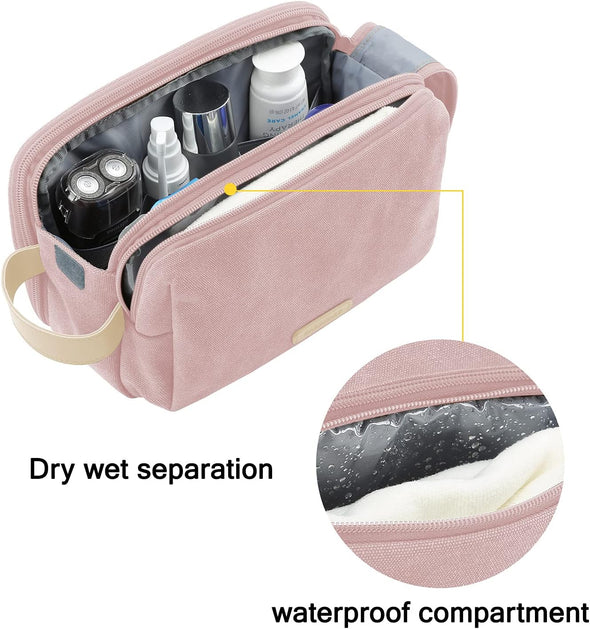 Toiletry Bag for Women, Cosmetic Makeup Bag Organizer, Travel Bag for Toiletries, Dopp Kit Water-Resistant Shaving Bag for Accessories, Pink-Medium