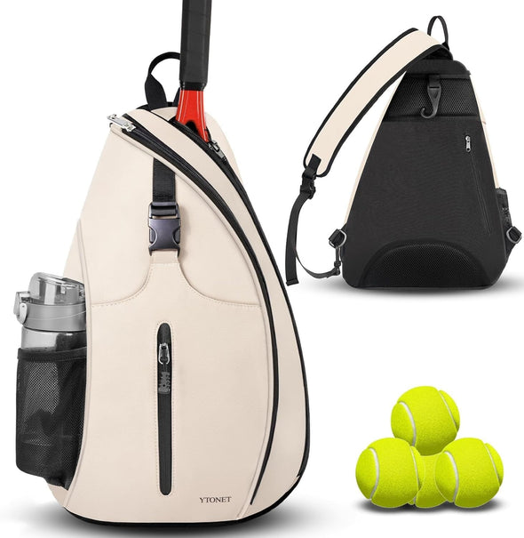 Tennis Bag, Tennis Sling Backpack Crossbody Water Resistant for Men Women, Compatible for Pickleball Tennis Badminton Rackets