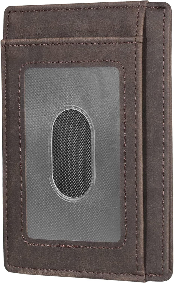 Slim Wallet Front Pocket Minimalist Leather RFID Blocking Medium Size