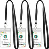 3 Pack Clear ID Badge Holder with Lanyard Black Lanyards with Vertical Waterproof ID Badge Holder for Office, School, Travel