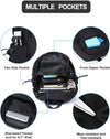 Small Black Sling Crossbody Backpack Shoulder Bag for Men Women, Lightweight One Strap Sling Bag Backpack for Hiking Walking Biking Travel Cycling USB Charger Port-Nylon