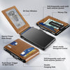 Wallet for Men - with Money Clip Slim Leather Slots Credit Card Holder RFID Blocking Bifold Minimalist Wallet (Brown)