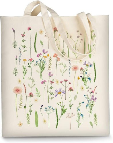 Canvas Tote Bag Aesthetic for Women, Cute Reusable Cloth Cotton Bags for Shopping Beach Grocery