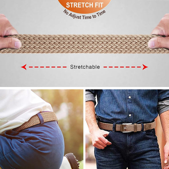 Stretch Belt Men,Mens Gift Woven Braided Web Belt 1 3/8 for Golf Casual Pants Shirts Jeans