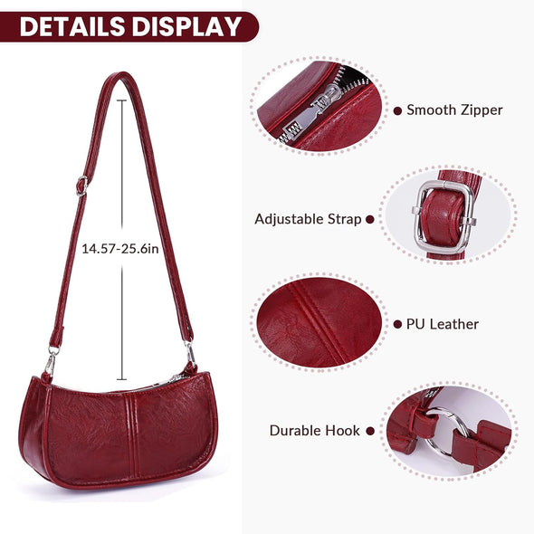 Shoulder Bags for Women Red Purse Burgundy Purse 90S Y2K Bag Studded Shoulder Crossbody Bag Trendy Leather Handbag