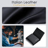 Men'S Leather Trifold Wallet with Folded ID Windows,12 Card Slots & 2 Note Pockets(Plain Black)