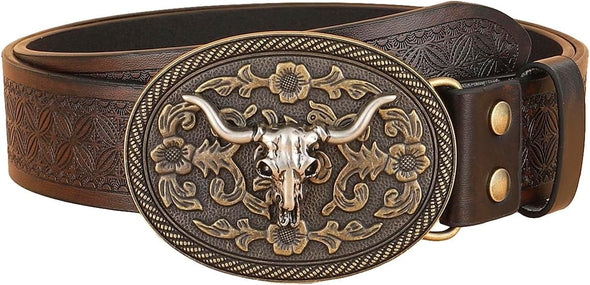 Women'S Vintage Western Leather Buckle Belt