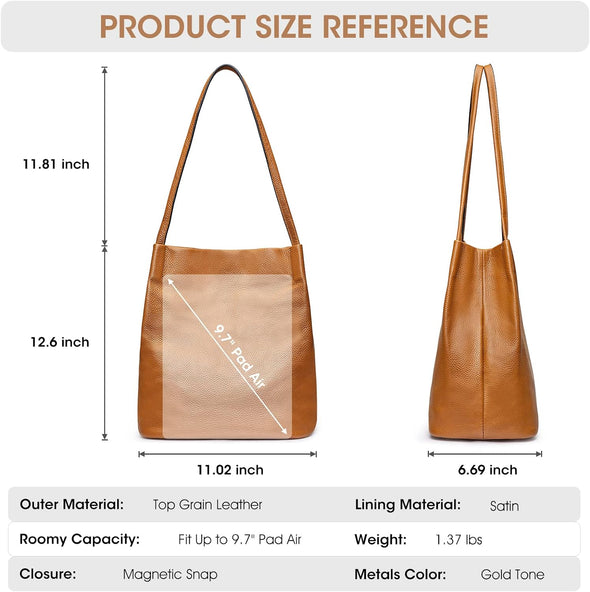 Women Soft Genuine Leather Totes Shoulder Bag Purses and Handbags with Top Magnetic Snap Closure