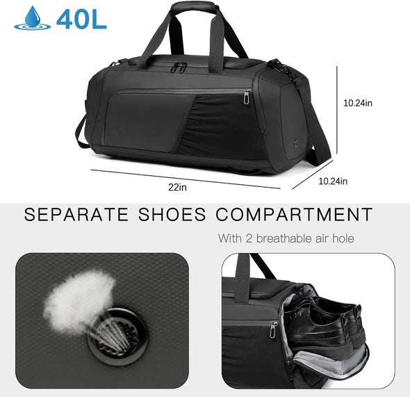 Gym Duffle Bag Waterproof Sports Duffel Bags Travel Weekender Bag for Men Women Overnight Bag with Shoes Compartment