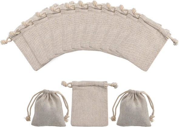 50Pcs Double Canvas Drawstring Bag Cotton Pouch Gift Sachet Bags Muslin Bag Reusable Tea Bag 2.75X4 Inch