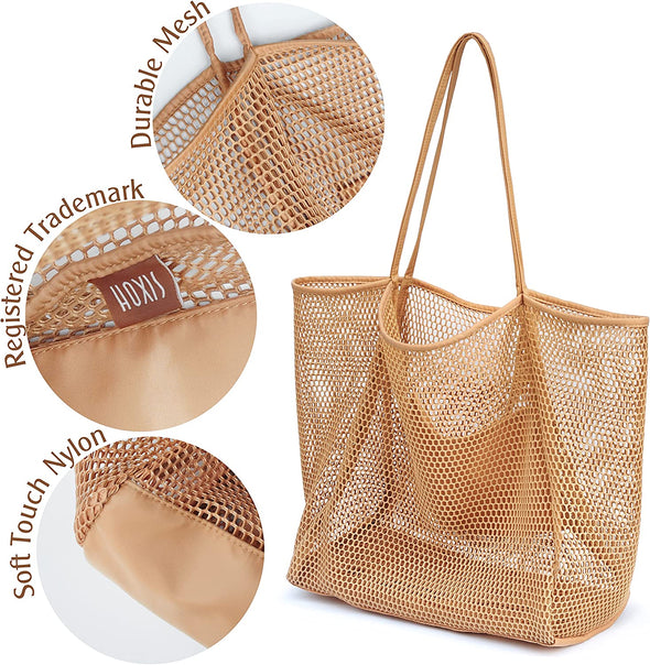 Mesh Beach Tote Womens Shoulder Handbag