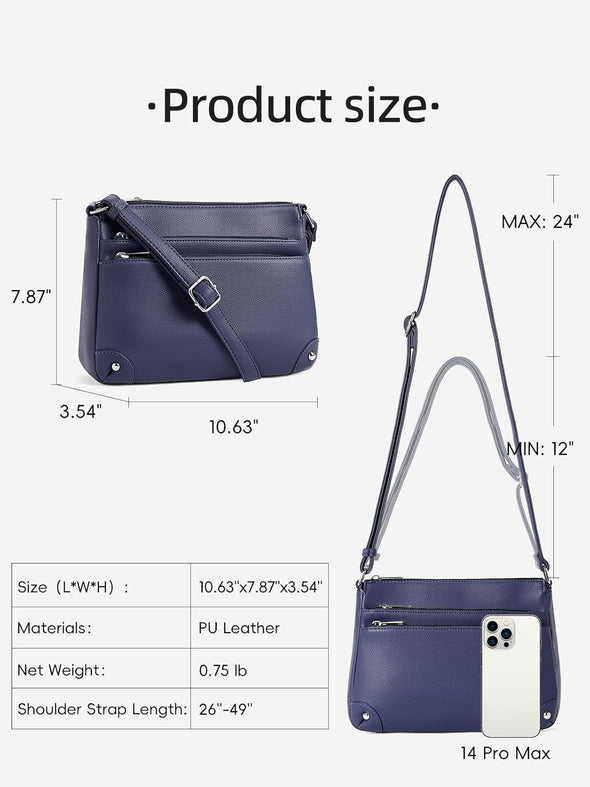 Crossbody Bags for Women, Medium Size Shoulder Handbags, Satchel Purse with Multi Zipper Pocket