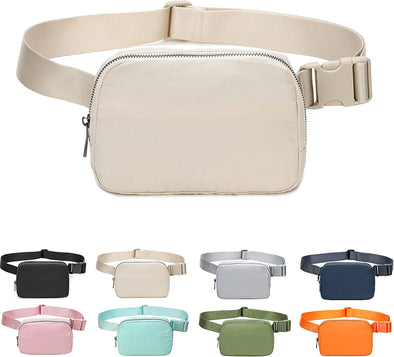 Fanny Belt Bag Waist Pack Crossbody Bags Bum Bag for Running Hiking Travel Workout Adjustable Strap for Women -Beige