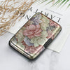 Mini RFID Aluminum Wallet Credit Cards Holder Business Card Case Metal ID Case for Men Women（Happy Flower