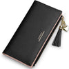 Womens Wallet Cute Elegant Long Slim Card Holder Case Minimalist Coin Purse Thin Tassels Zip Clutch Wallets for Girls Ladies