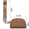 Mini Zip around Wristlet Wallet for Women Detachable Dual Pouch Wristlet Portable Coin Pocket Keychain Small Purse (Khaki+Brown)