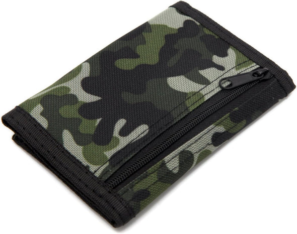 RFID Trifold Canvas Outdoor Sports Wallet for Kids - Front Pocket Wallet with Magic Sticker