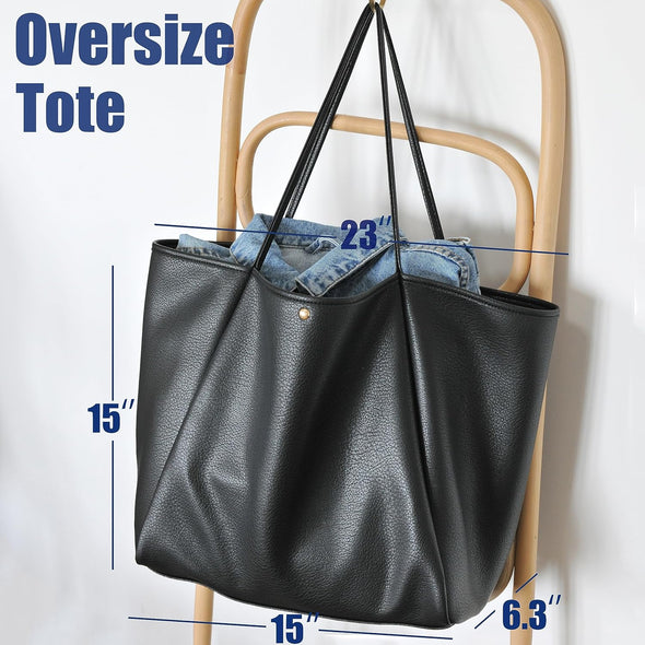 Oversize Pu Leather Tote Women Weekender Bag Shopper Handbag Travel Purse