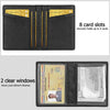 Slim Minimalist Wallet - Premium Leather RFID Blocking Front Pocket Wallets with 8 Card Slots and 2 ID Window, Black