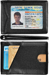 Slim Wallet with Money Clip RFID Blocking Minimalist Bifold Wallet for Men Genuine Leather Front Pocket Card Holder