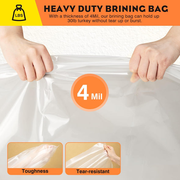 12 Pack Brining Bags for Turkey, 30"×21", Extra Large Turkey Brine Bag Holds up 30Lb, Thickened Brining Bag 5 Gallon Bucket Liner Bags, Food Grade Marinating Bag Brine Bags for Turkey, Chicken, Ham