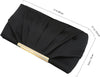 Clutch Evening Bag Elegant Pleated Satin Formal Handbag Simple Classy Purse for Women