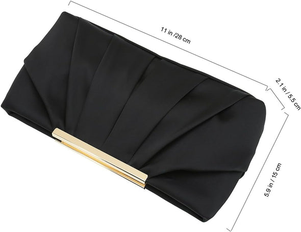 Clutch Evening Bag Elegant Pleated Satin Formal Handbag Simple Classy Purse for Women