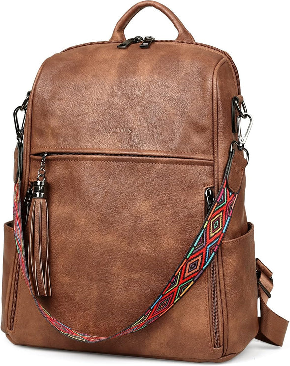 Leather Backpack Purse for Women Designer Travel Backpack Purses PU Fashion Ladies Shoulder Bag with Tassel