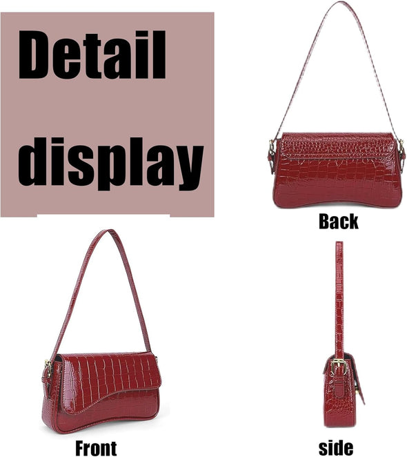 Shoulder Bag for Women Clutch Purse Handbag PU Leather Tote Bag with 2 Removable Straps and Zipper Closure Crossbody Bags