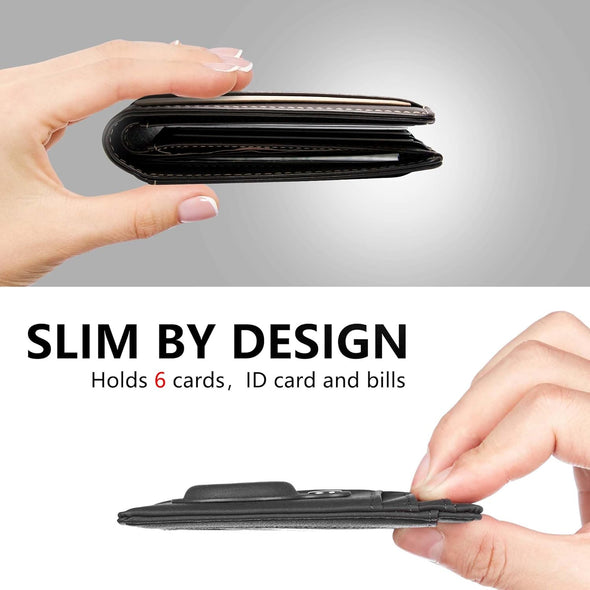 Slim Minimalist Front Pocket Air Tag Wallet, Mens Wallet with Airtag Holder