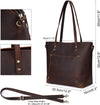 Vintage Genuine Leather Shoulder Bag Work Totes for Women Purse Handbag with Back Zipper Pocket Large