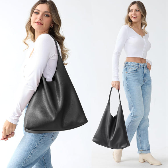 Hobo Bags for Women Soft Vegan Leather Shoulder Handbag Slouchy Tote Purses